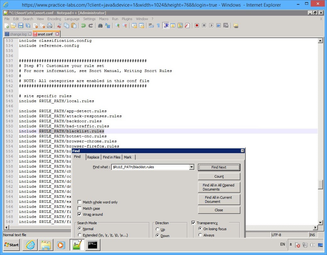 Practice Labs screenshot.